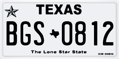 TX license plate BGS0812