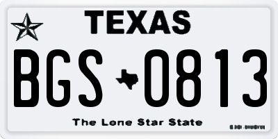 TX license plate BGS0813