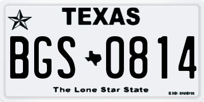 TX license plate BGS0814