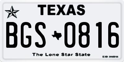 TX license plate BGS0816