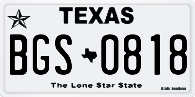 TX license plate BGS0818