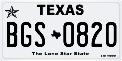 TX license plate BGS0820