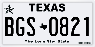 TX license plate BGS0821