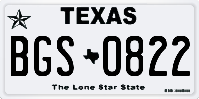 TX license plate BGS0822