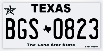 TX license plate BGS0823