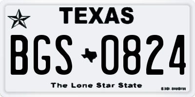 TX license plate BGS0824