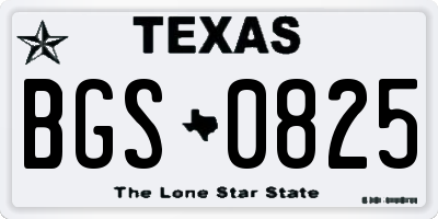 TX license plate BGS0825