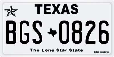 TX license plate BGS0826
