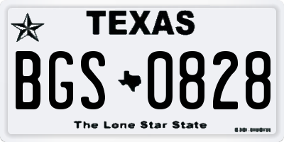 TX license plate BGS0828