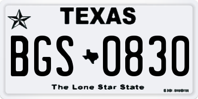 TX license plate BGS0830