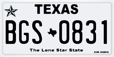 TX license plate BGS0831