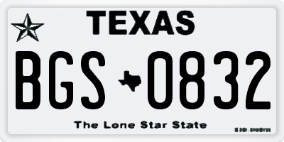 TX license plate BGS0832