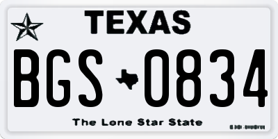 TX license plate BGS0834
