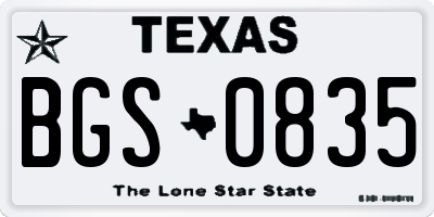TX license plate BGS0835
