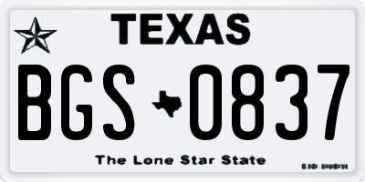 TX license plate BGS0837