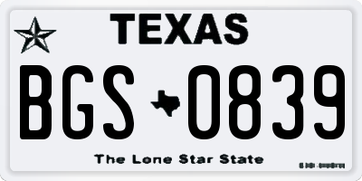 TX license plate BGS0839