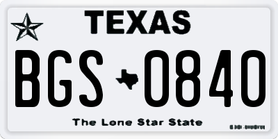 TX license plate BGS0840