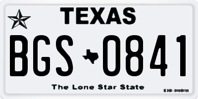 TX license plate BGS0841