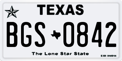 TX license plate BGS0842