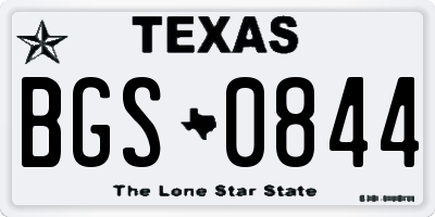 TX license plate BGS0844