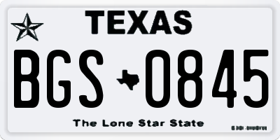 TX license plate BGS0845