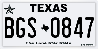 TX license plate BGS0847