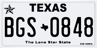 TX license plate BGS0848