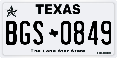 TX license plate BGS0849