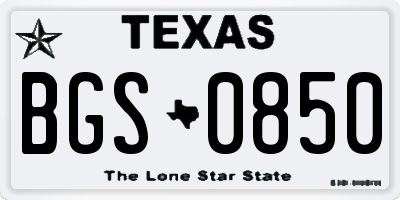 TX license plate BGS0850