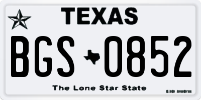 TX license plate BGS0852