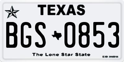 TX license plate BGS0853