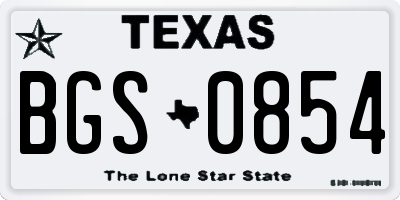 TX license plate BGS0854