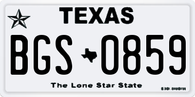 TX license plate BGS0859