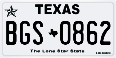 TX license plate BGS0862