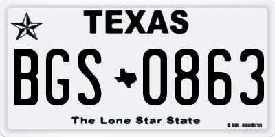 TX license plate BGS0863