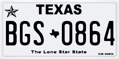 TX license plate BGS0864