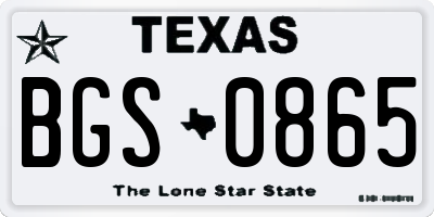 TX license plate BGS0865