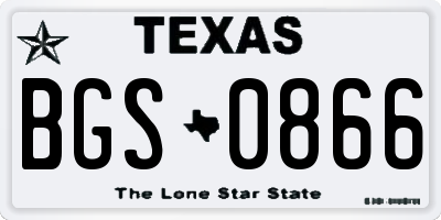TX license plate BGS0866