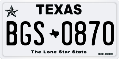 TX license plate BGS0870