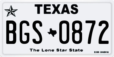 TX license plate BGS0872