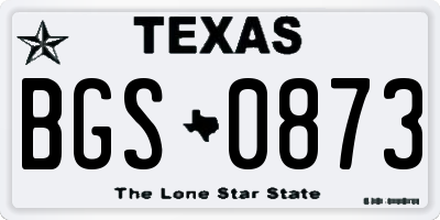 TX license plate BGS0873