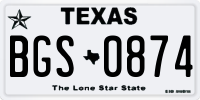 TX license plate BGS0874