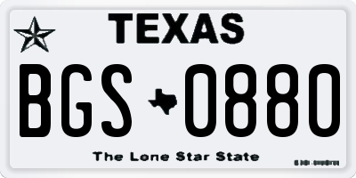 TX license plate BGS0880