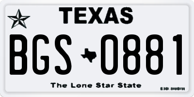 TX license plate BGS0881