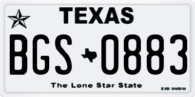 TX license plate BGS0883