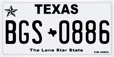 TX license plate BGS0886
