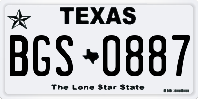 TX license plate BGS0887