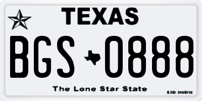 TX license plate BGS0888