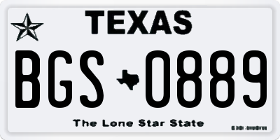 TX license plate BGS0889