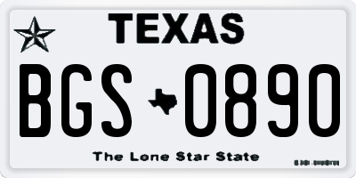 TX license plate BGS0890